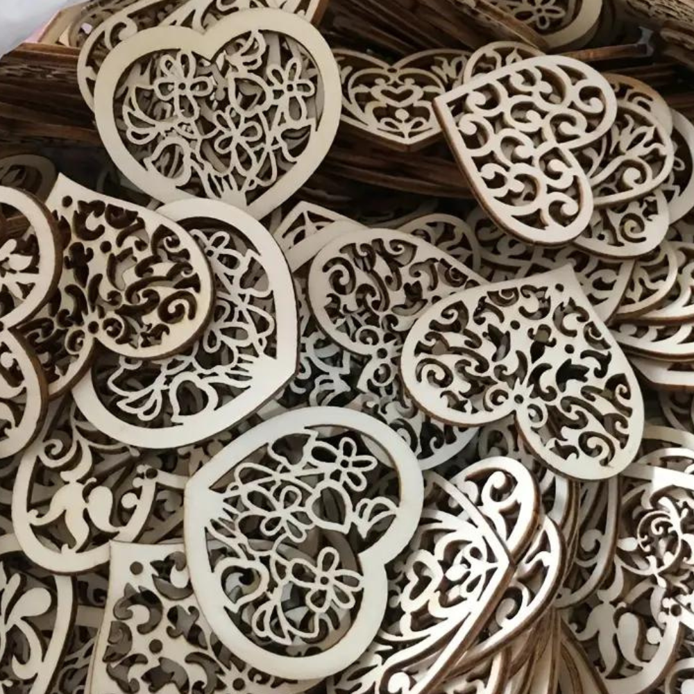 Wooden Heart Embelishments - 5 pack