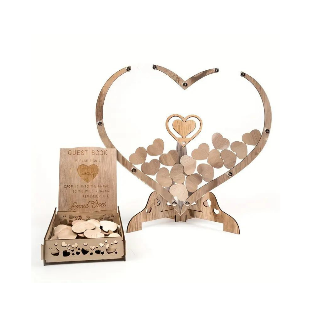 Wedding Guest Book Wooden Heart